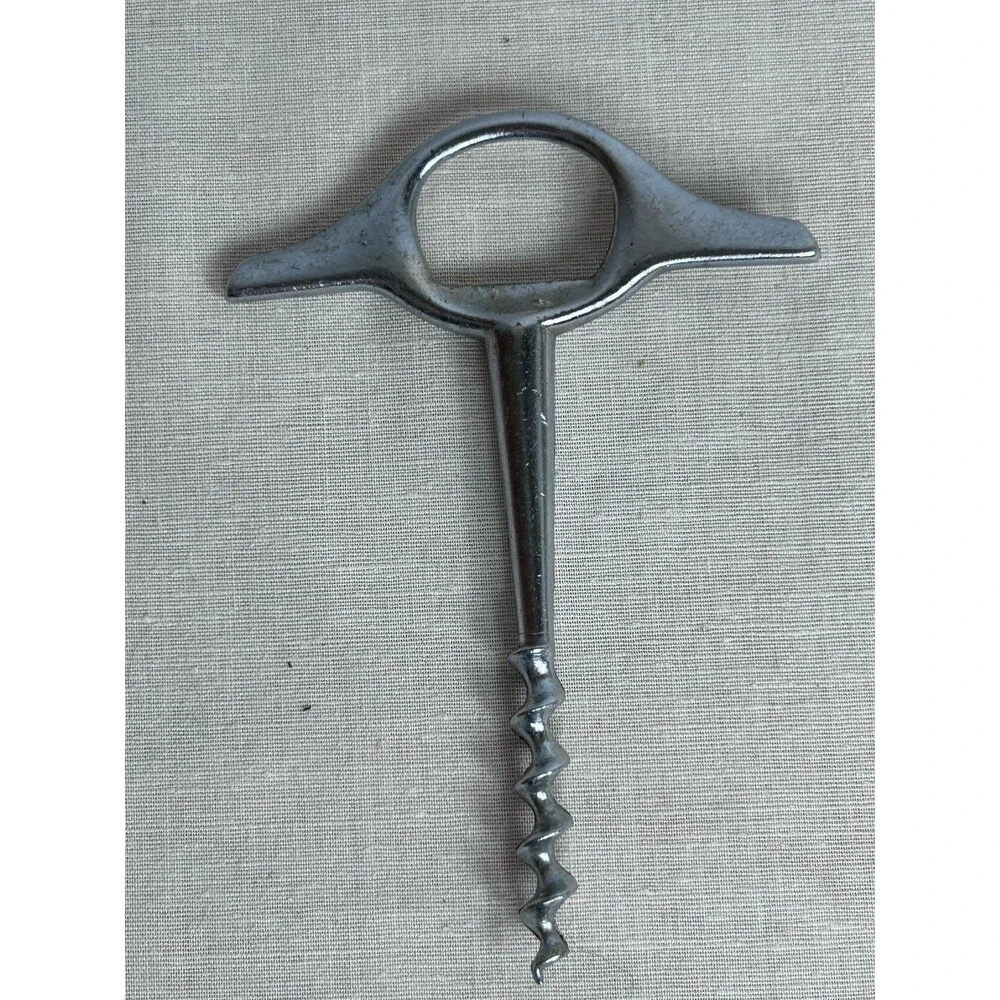 French-type direct-pull corkscrew and bottle opener finger-pull 5 inch
